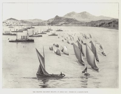 アローザ湾の海軍中隊レガッタ、セーリングレースの終了 作： Charles John de Lacy